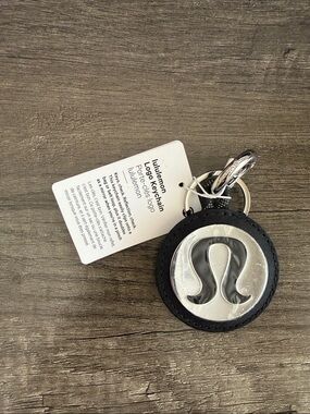 lululemon Silver & Black 'LOVE' Logo Keychain